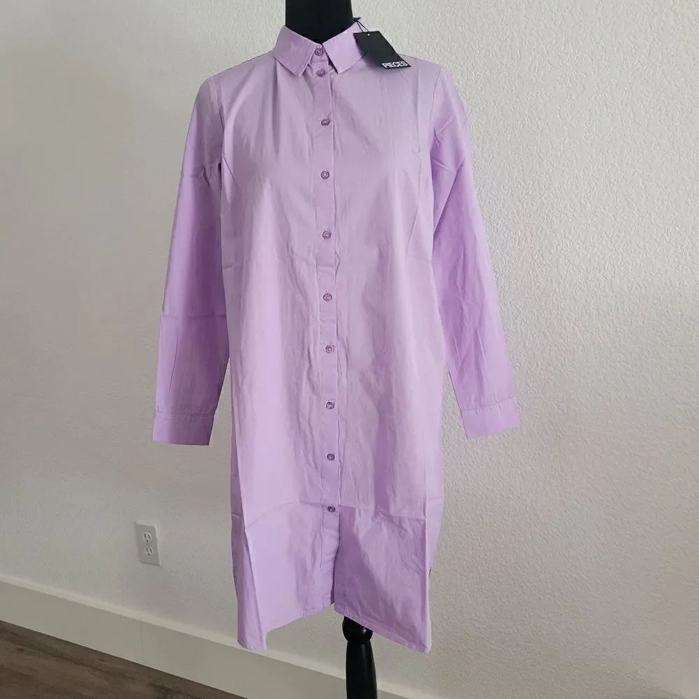 New Pieces Shirt Poplin Purple Dress size S 4 6